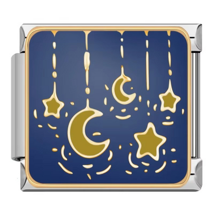 Dream, Star & Moon Italian Charms — Celestial Night Sky Bracelet Links