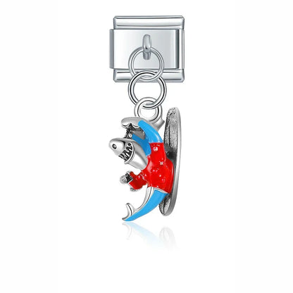 Ladybug on leaf dangle Italian charm, by Charmtastic