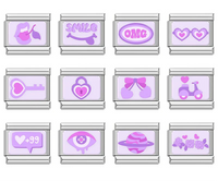 Trendy Lavender & Purple Icon Italian Charms — Purple Enamel Floral & Icon Bracelet Links