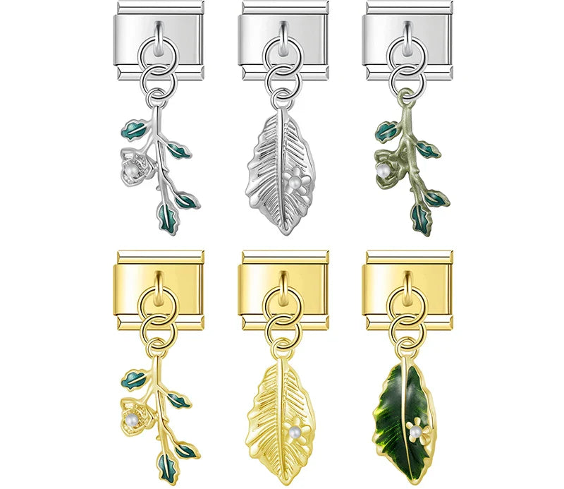 leaf themed charms 