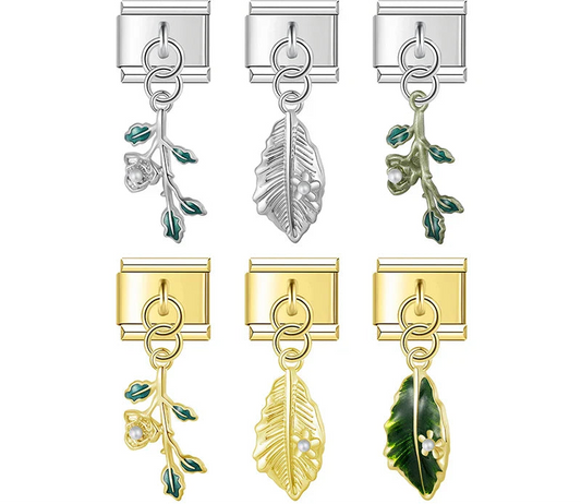 leaf themed charms 