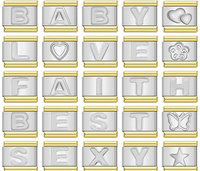 Silver with Gold Raised Letter & Symbol Italian Charms — Alphabet, Heart, Butterfly & Star Links