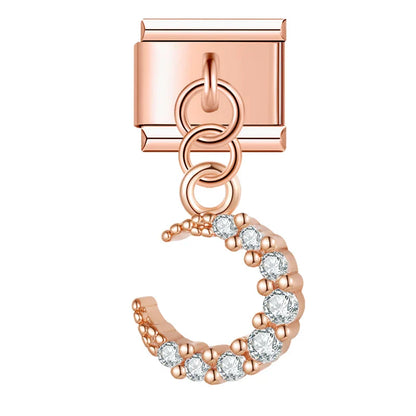 Lightning Moon Dazzling charms – rose gold crystal number 3 dangle charm, Italian charm bracelet charm by Charmtastic