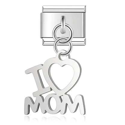 I love mom silver cutout Italian charm, by Charmtastic