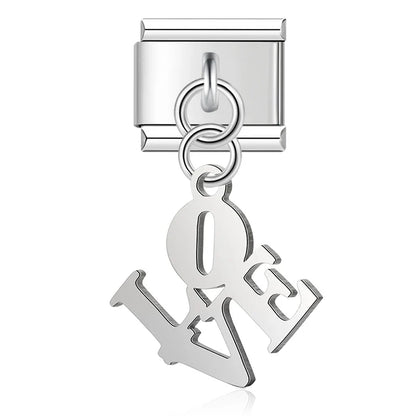 Love word silver cutout Italian charm, by Charmtastic