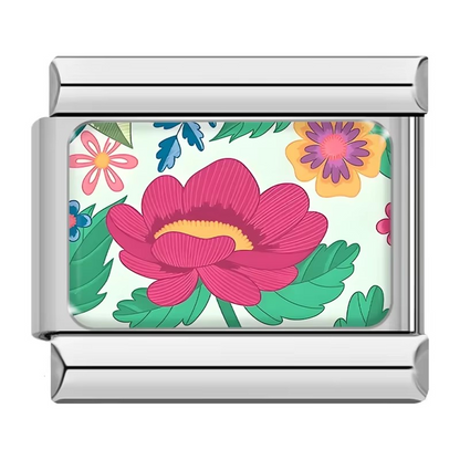 Colourful Flower Pattern Italian Charms — Daisy, Sunflower, Blossom & Floral Designs
