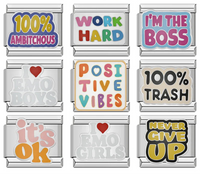 Sassy & Empowering Slogan Italian Charms — Ambitchous, I'm the Boss, Positive Vibes & More
