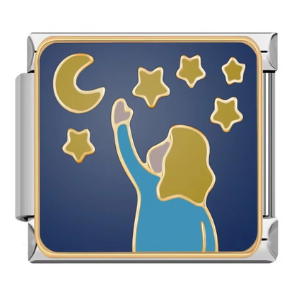 Dream, Star & Moon Italian Charms — Celestial Night Sky Bracelet Links