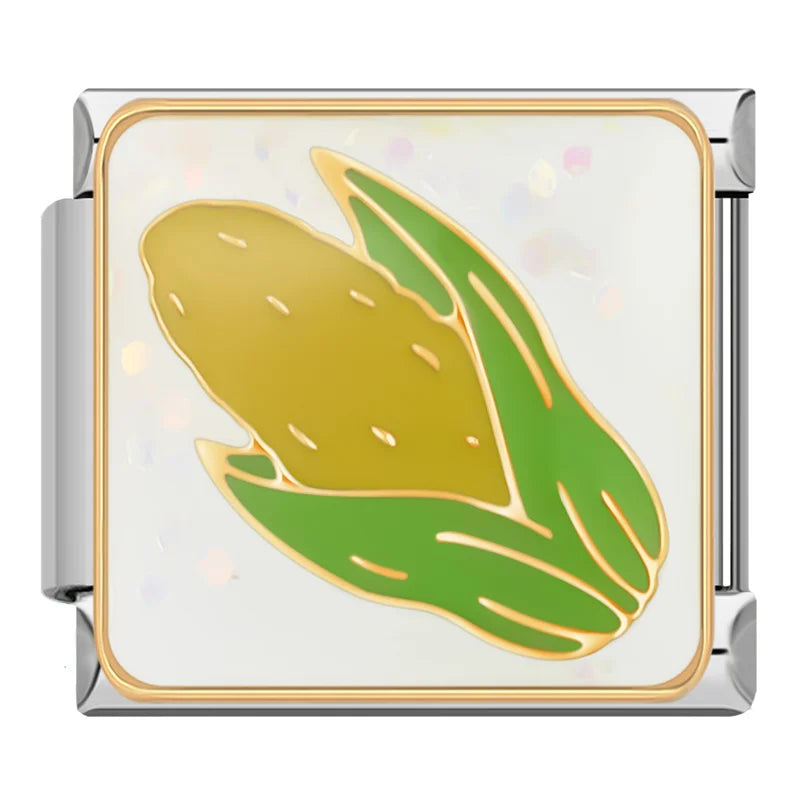 Mexican Fiesta Enamel Charm: Chili & Corn – Italian charm bracelet charm, design 5 of 6, by Charmtastic