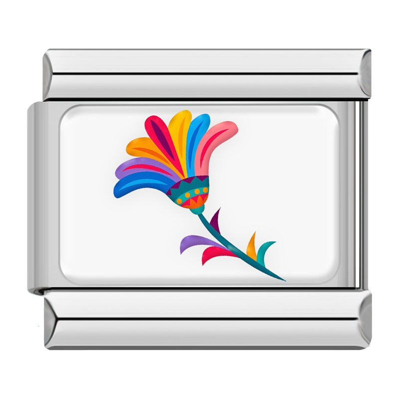 Mexican Fiesta and Heritage Italian Charms – colorful rainbow feather plume enamel charm, Italian charm bracelet charm by Charmtastic