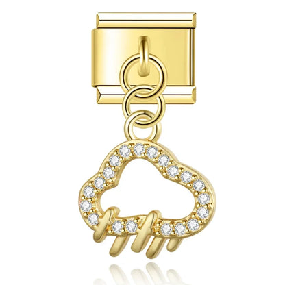 Gold cloud CZ dangle Italian charm, by Charmtastic
