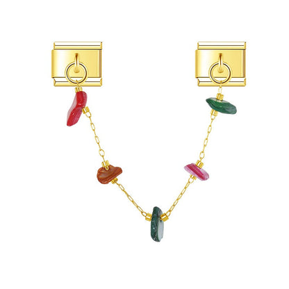Multicolor gem gold safety chain Italian charm, by Charmtastic