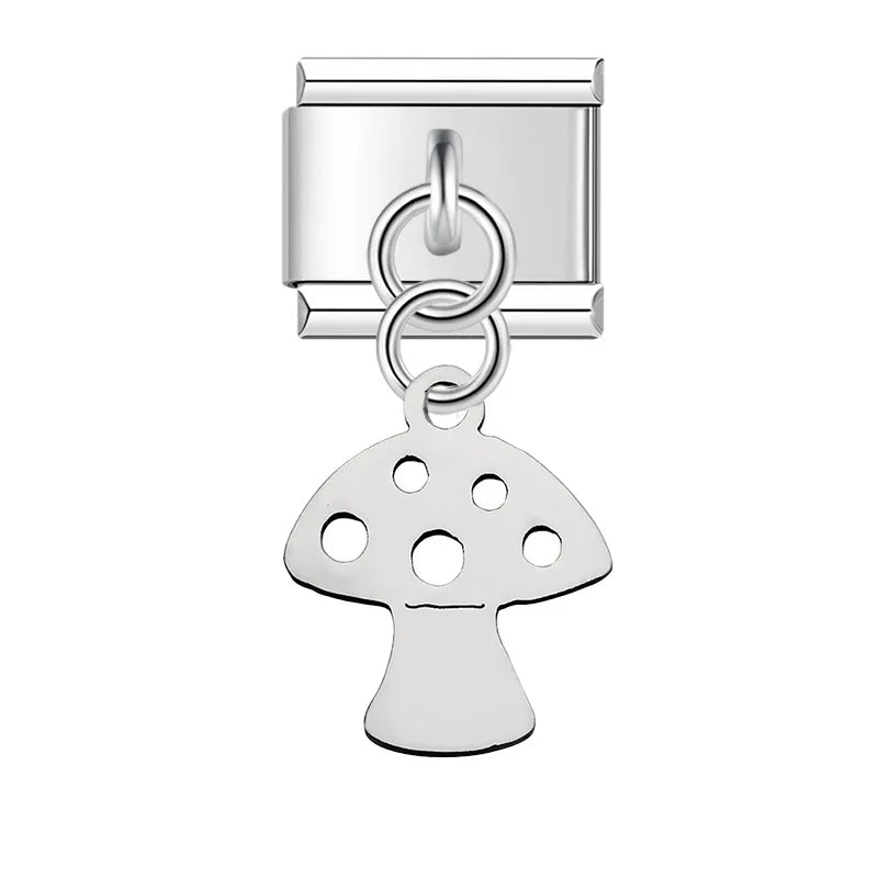 Mushroom silver cutout Italian charm, by Charmtastic
