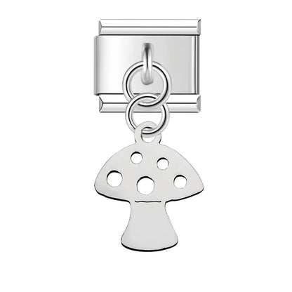 Mushroom silver cutout Italian charm, by Charmtastic