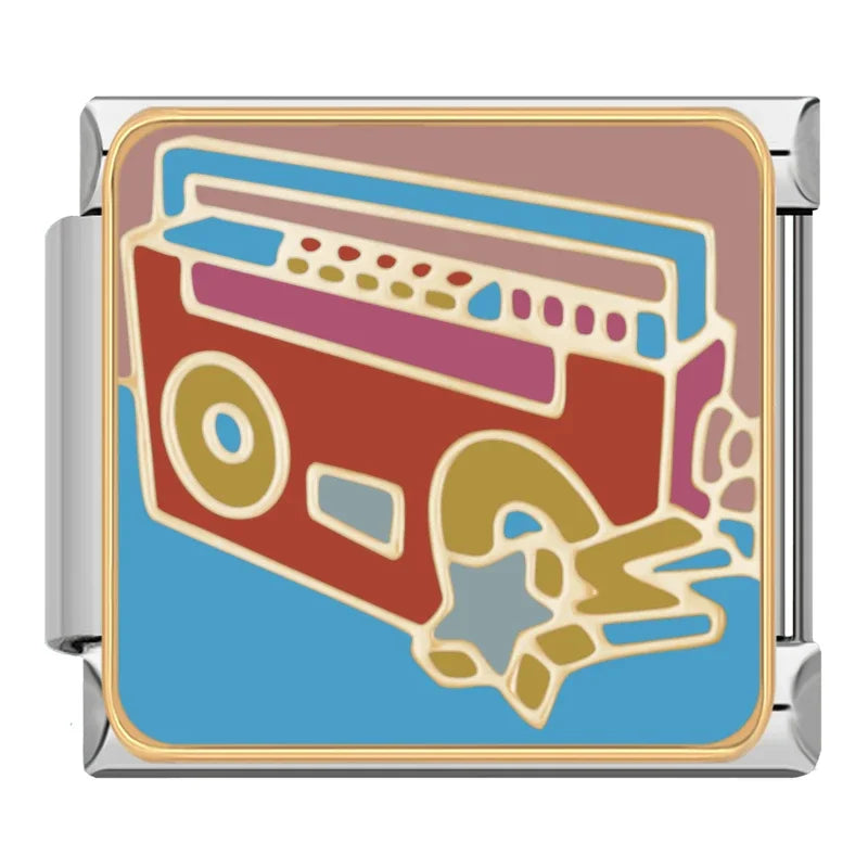 Music Charms: Guitar & Piano – Italian charm bracelet charm, design 5 of 6, by Charmtastic