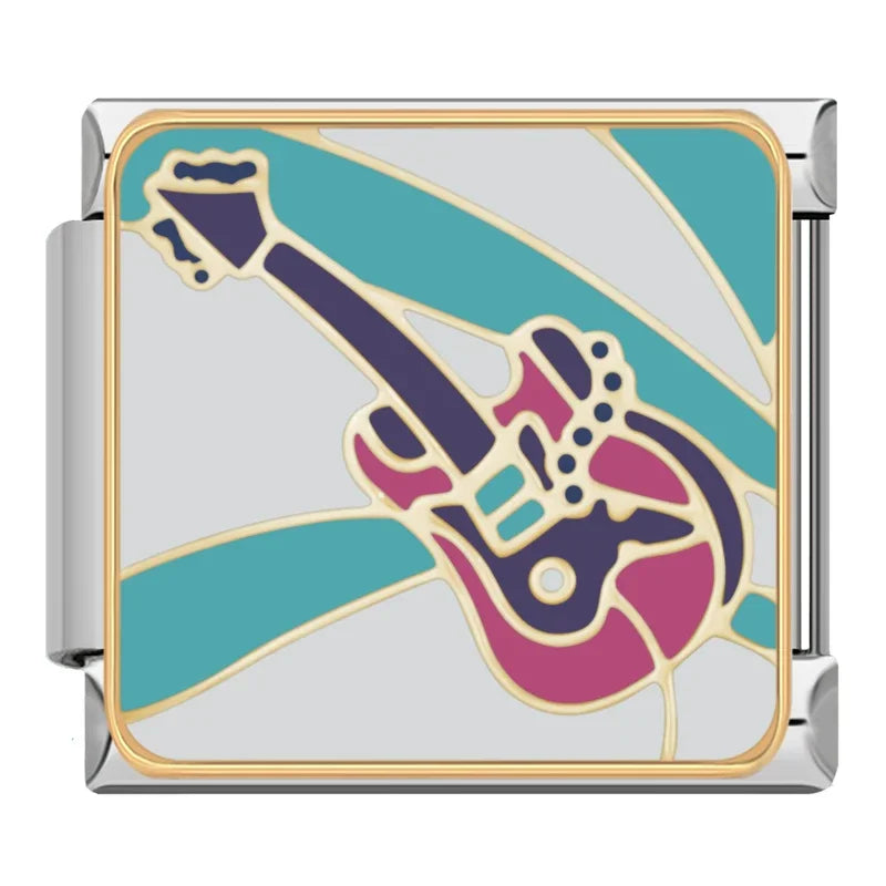 Music Charms: Guitar & Piano – Italian charm bracelet charm, design 6 of 6, by Charmtastic