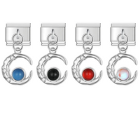 Crescent Moon & Gemstone Dangle Charms