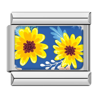 Colourful Flower Pattern Italian Charms — Daisy, Sunflower, Blossom & Floral Designs