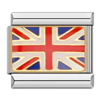 National Flags of the World Charm – United Kingdom Union Jack flag enamel charm, Italian charm bracelet charm by Charmtastic