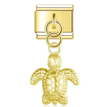 Owl Spider Turtle charms silver&gold – gold turtle charm, Italian charm bracelet charm by Charmtastic