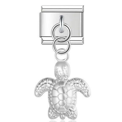 Owl Spider Turtle charms silver&gold – silver turtle charm, Italian charm bracelet charm by Charmtastic