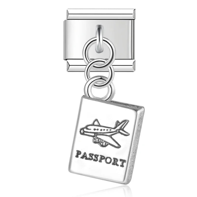 Passport silver dangle Italian charm, by Charmtastic