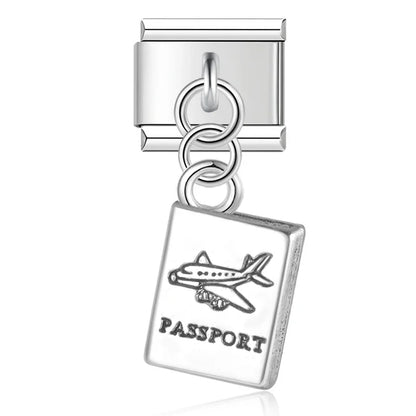 Passport silver dangle Italian charm, by Charmtastic