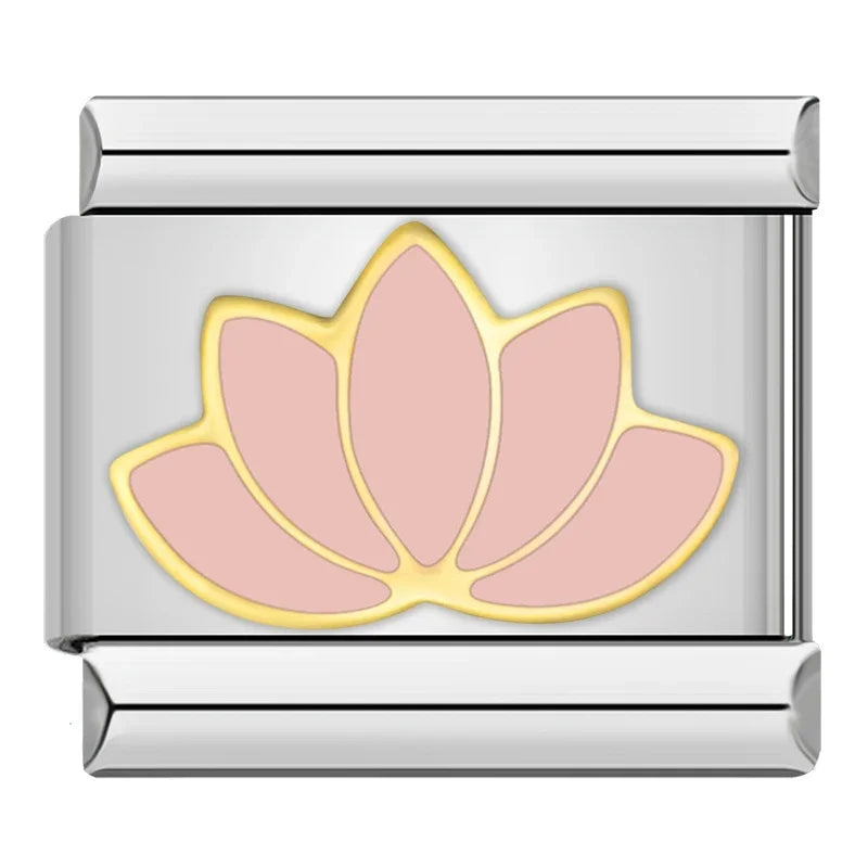 Pink Charms: Flower & Butterfly – Italian charm bracelet charm, design 5 of 6, by Charmtastic