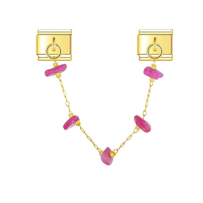 Pink gem gold safety chain Italian charm, by Charmtastic