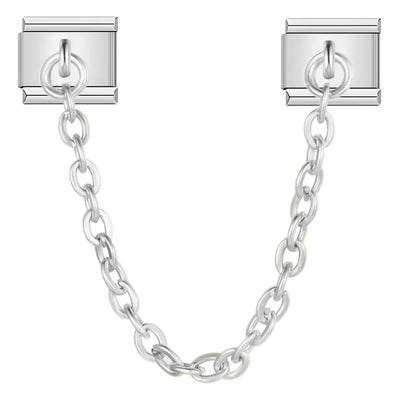 Pink Heart Key Flower Mask silver charms – plain silver safety chain link, Italian charm bracelet accessory by Charmtastic