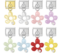 The Pearl Accent Puffed Daisy Flower Dangle Charm