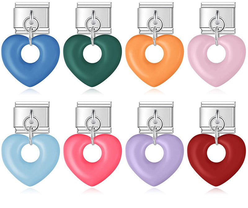 Puffed hollow heart dangle Italian charms collection, by Charmtastic