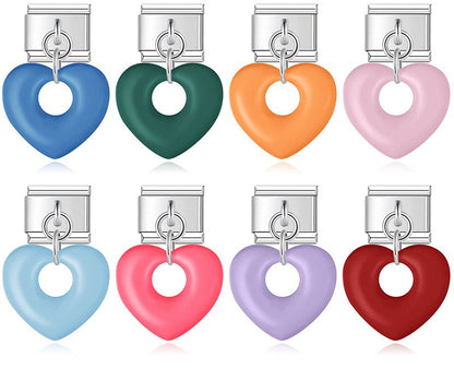 Puffed hollow heart dangle Italian charms collection, by Charmtastic