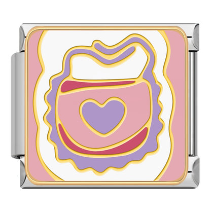 Purple baby bib Italian charm, by Charmtastic