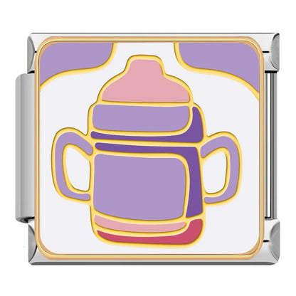 Purple baby bottle Italian charm, by Charmtastic