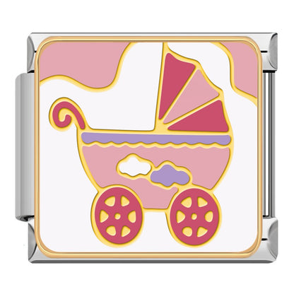Purple baby pram Italian charm, by Charmtastic