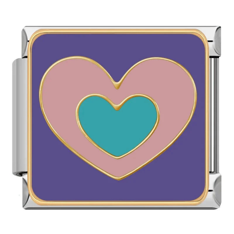 Purple Charms: Flower, Heart & Star – Italian charm bracelet charm, design 2 of 6, by Charmtastic