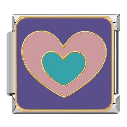 Purple Charms: Flower, Heart & Star – Italian charm bracelet charm, design 2 of 6, by Charmtastic