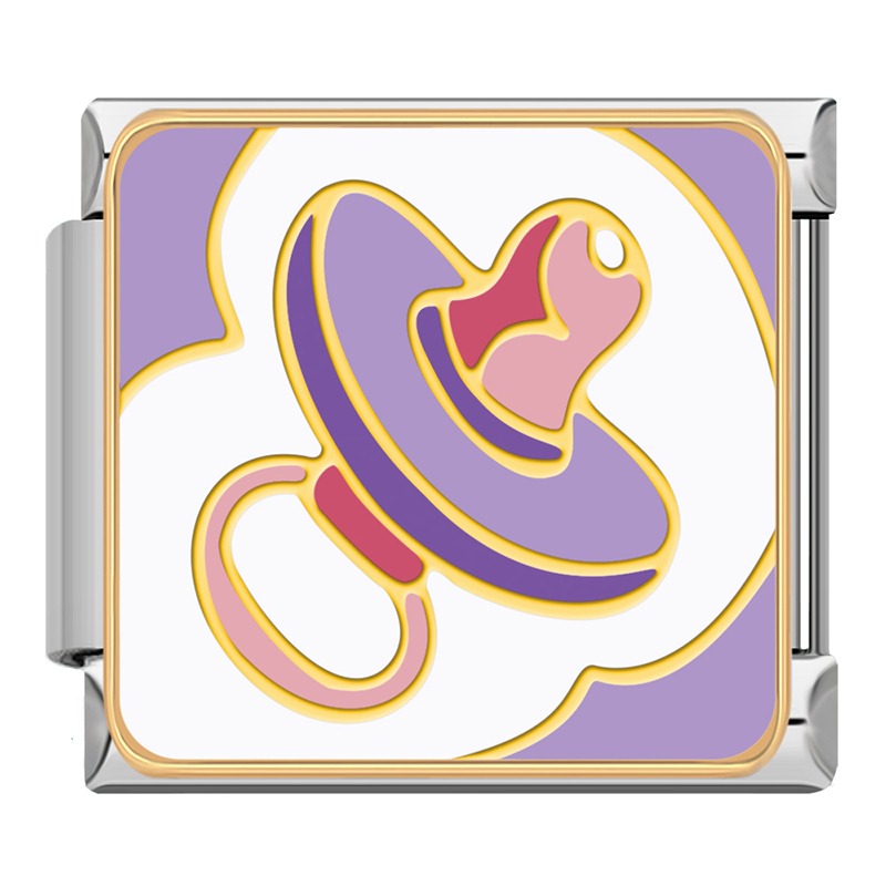 Purple pacifier baby Italian charm, by Charmtastic