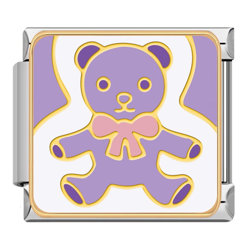 Purple teddy bear baby Italian charm, by Charmtastic