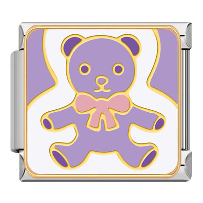 Purple teddy bear baby Italian charm, by Charmtastic