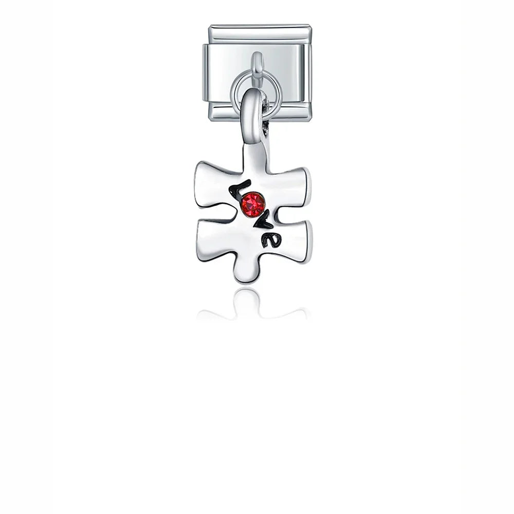 Red love puzzle piece Italian charm, by Charmtastic