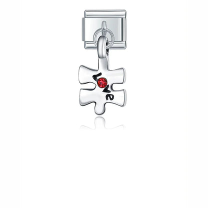 Red love puzzle piece Italian charm, by Charmtastic