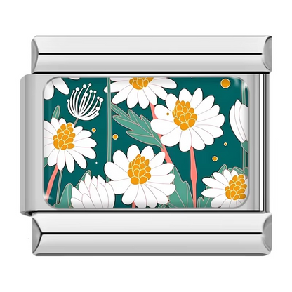 Colourful Flower Pattern Italian Charms — Daisy, Sunflower, Blossom & Floral Designs