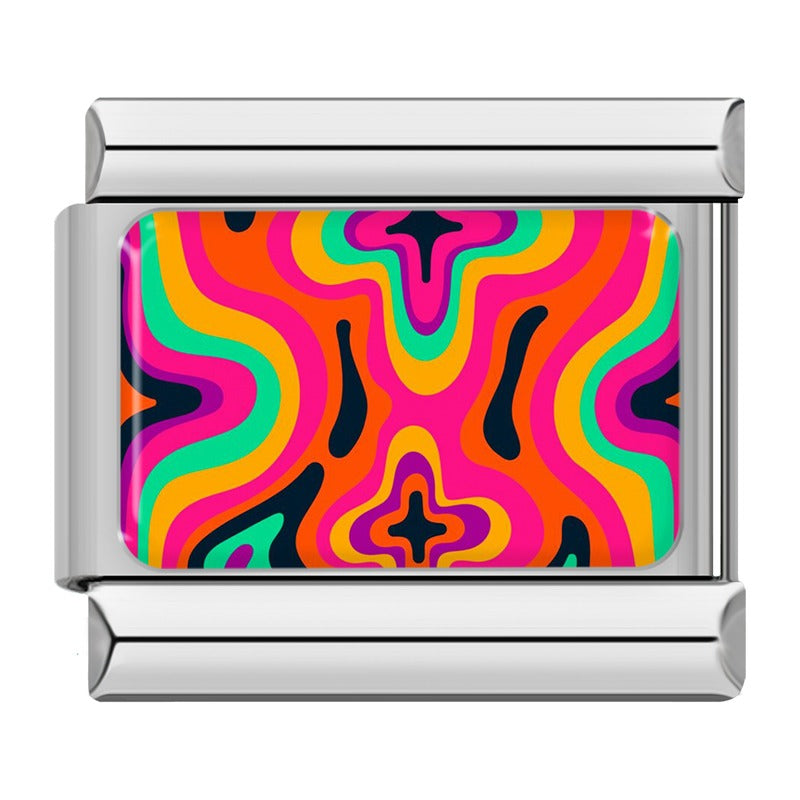 Rainbow psychedelic swirl Italian charm bracelet charm, by Charmtastic