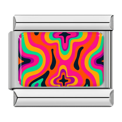 Rainbow psychedelic swirl Italian charm bracelet charm, by Charmtastic