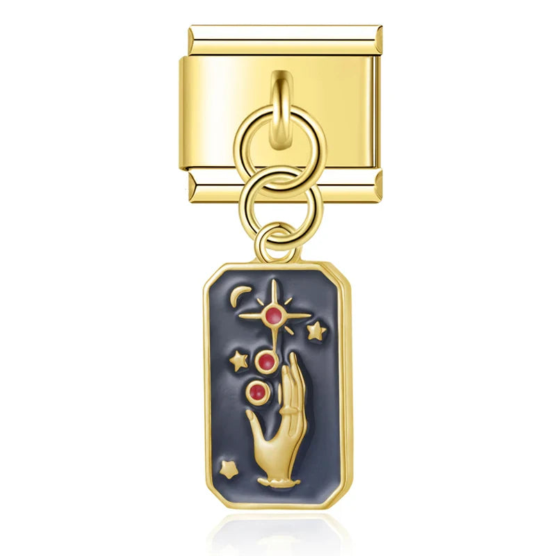 Mystic hand tarot gold Italian charm, by Charmtastic