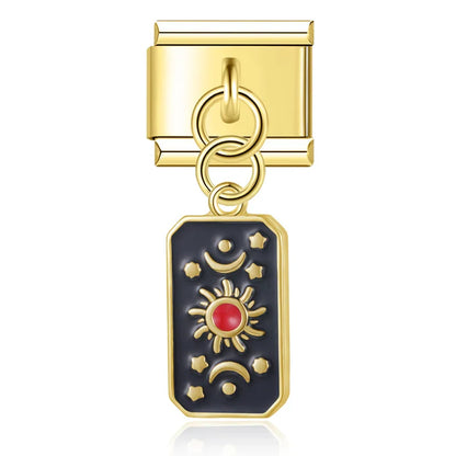 Sun and moon phases tarot gold Italian charm, by Charmtastic