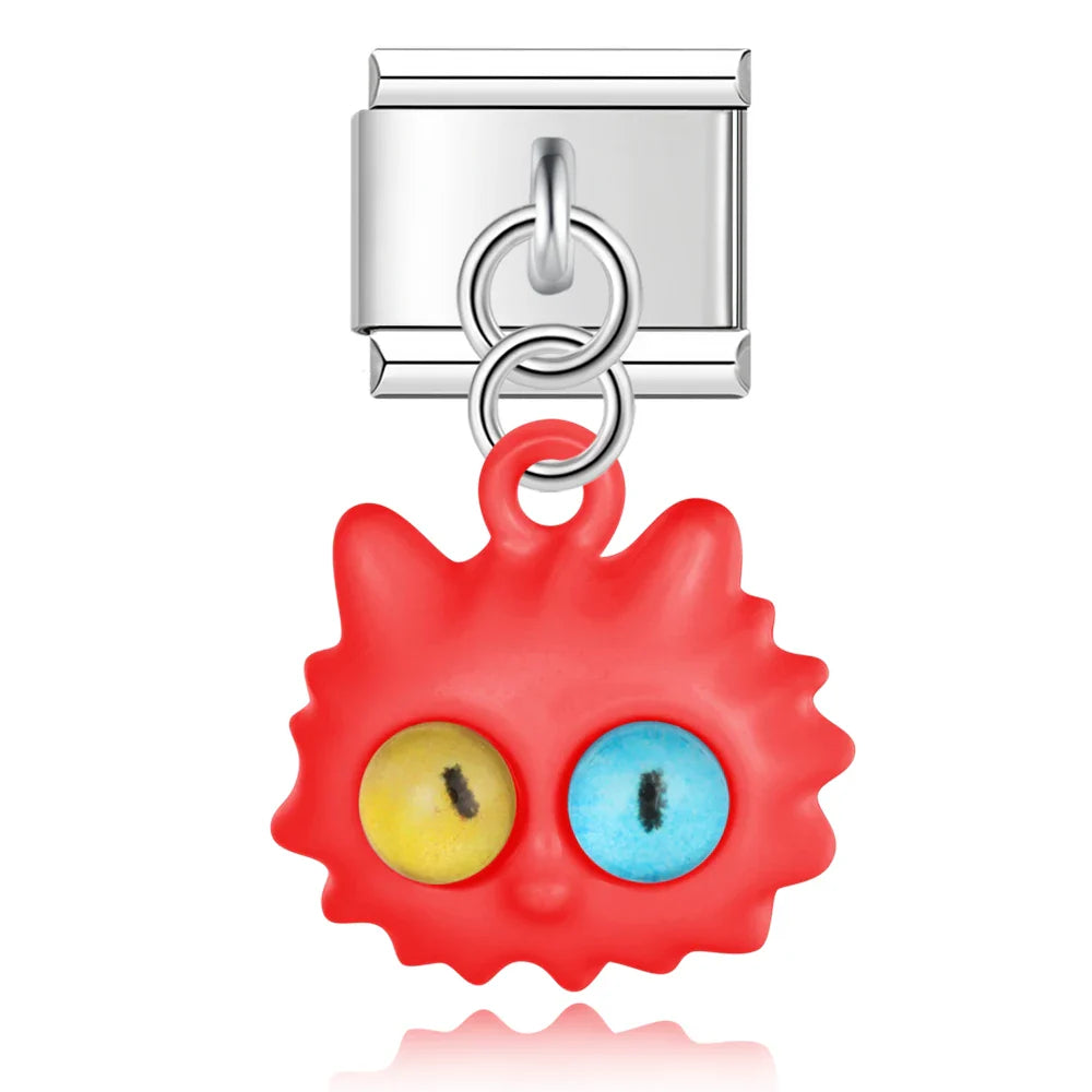 Red fluffy cat glaze Italian charm, by Charmtastic