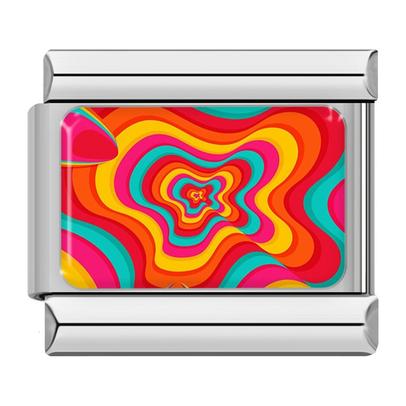 Red and orange target swirl Italian charm bracelet charm, by Charmtastic